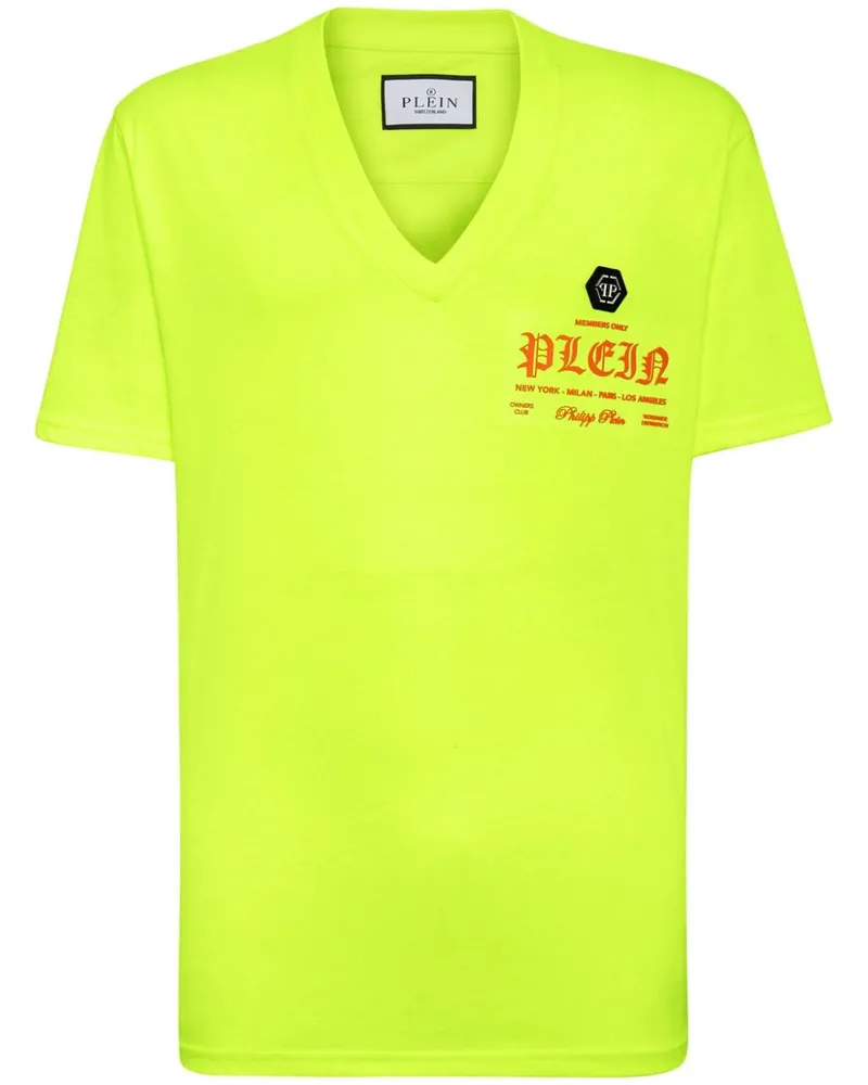Philipp Plein T-Shirt mit V-Ausschnitt - Gelb Gelb