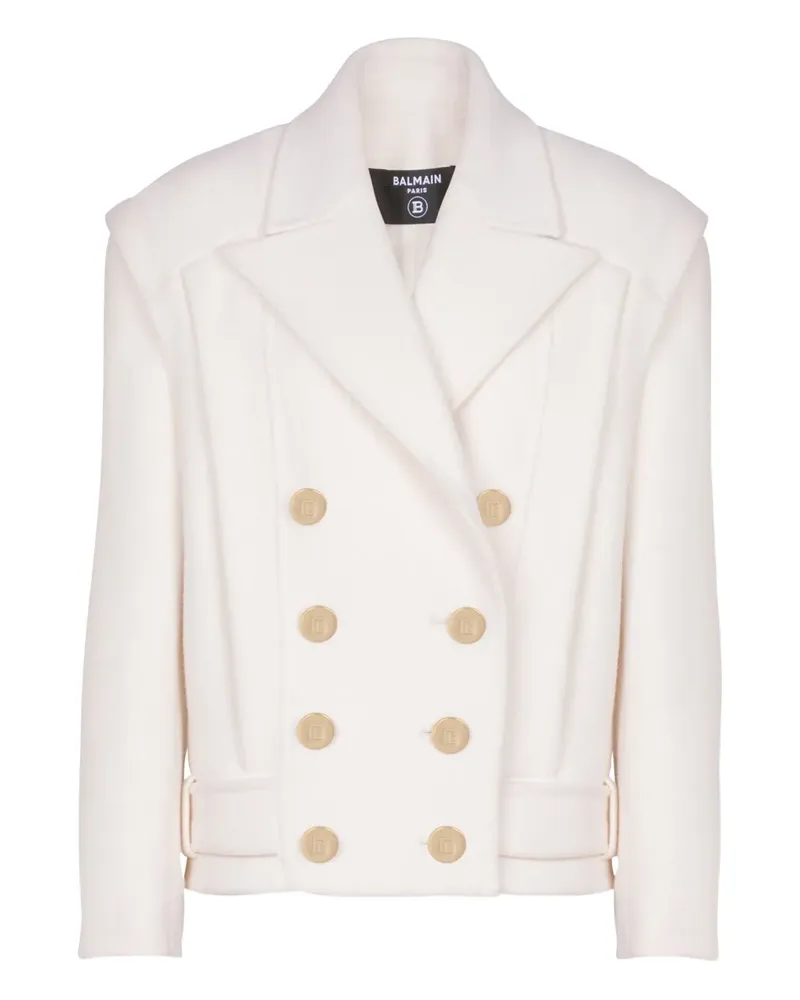 Balmain Cropped-Jacke aus Kaschmir - Weiß Weiß