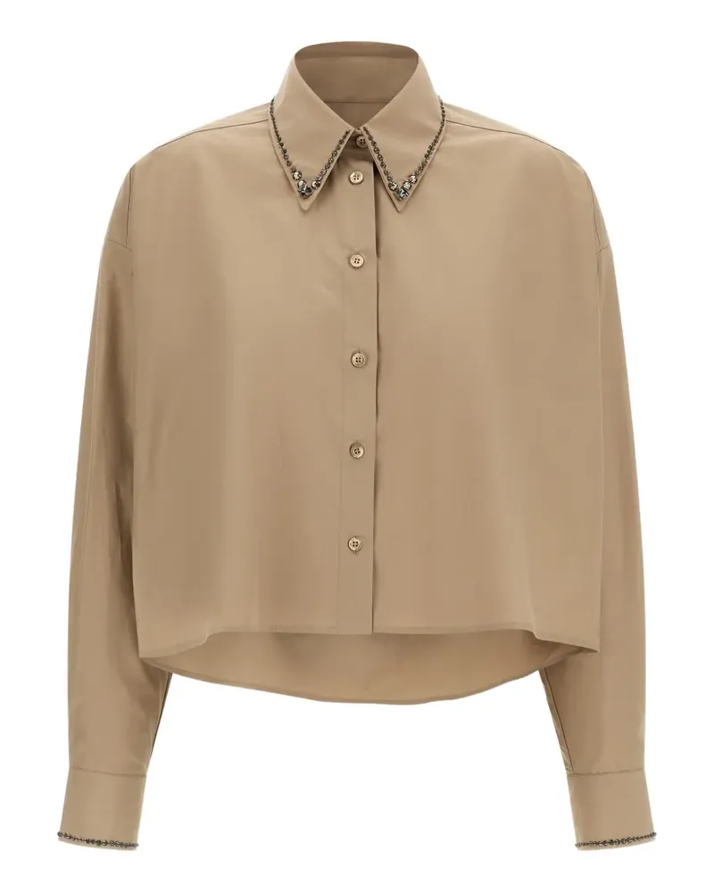 Fabiana Filippi Cropped-Hemd mit Schmuckstickerei - Braun Braun