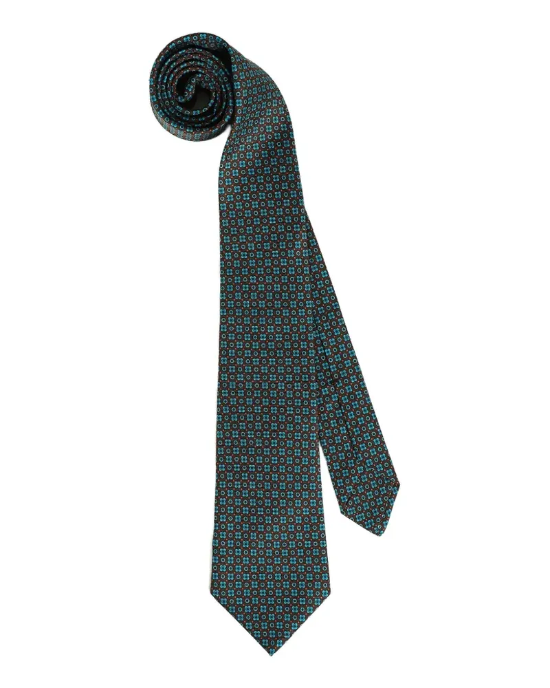 Kiton Geometrisch gemusterte Seidenkrawatte - Braun Braun