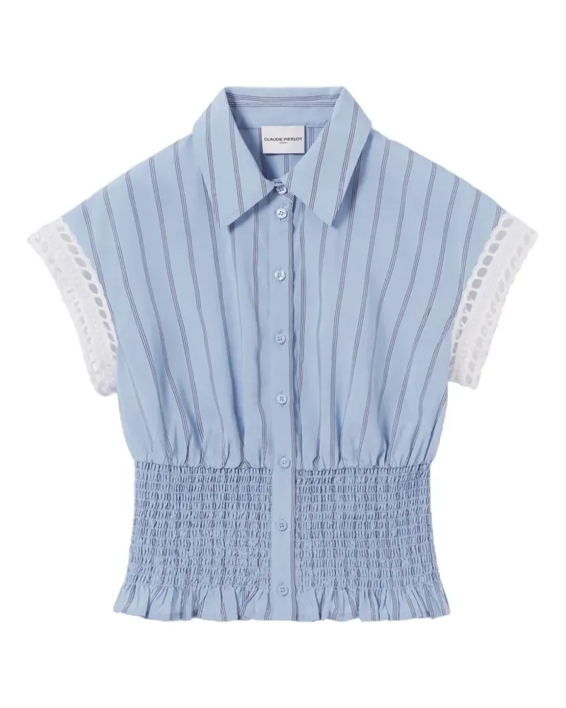 Claudie Pierlot stripe-pattern smocked-waist shirt - Blau Blau