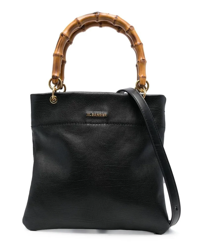 Jil Sander Handtasche mit Logo-Schild - Schwarz Schwarz