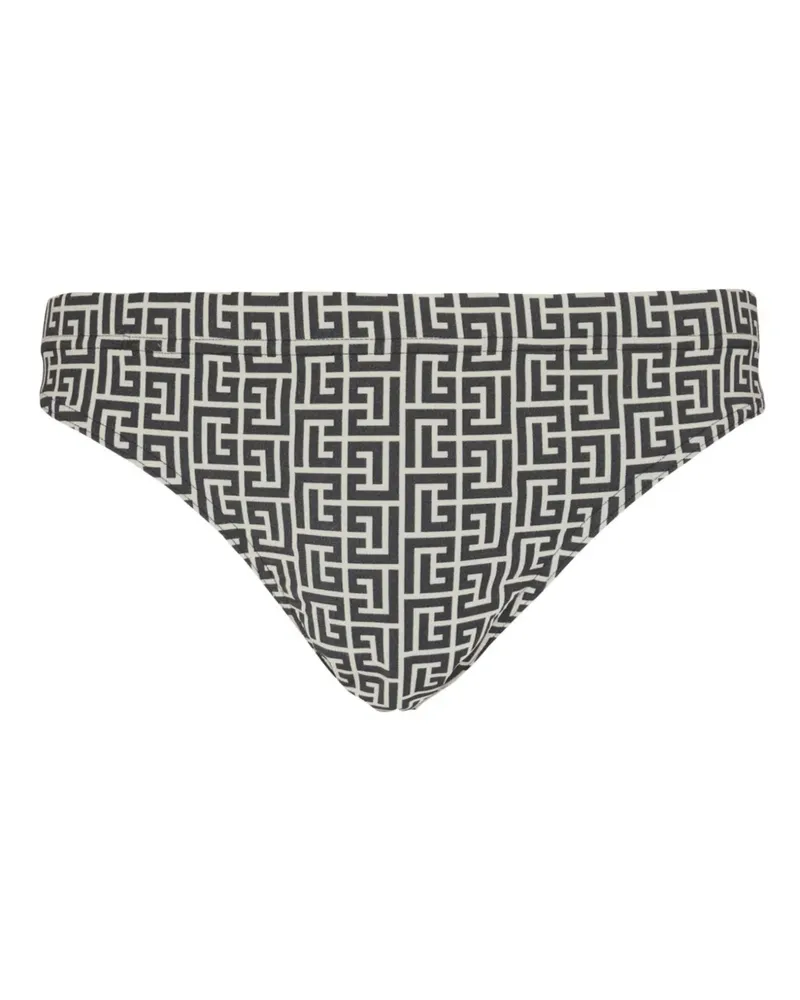 Balmain Badehose mit PB Labyrinth-Print - Schwarz Schwarz