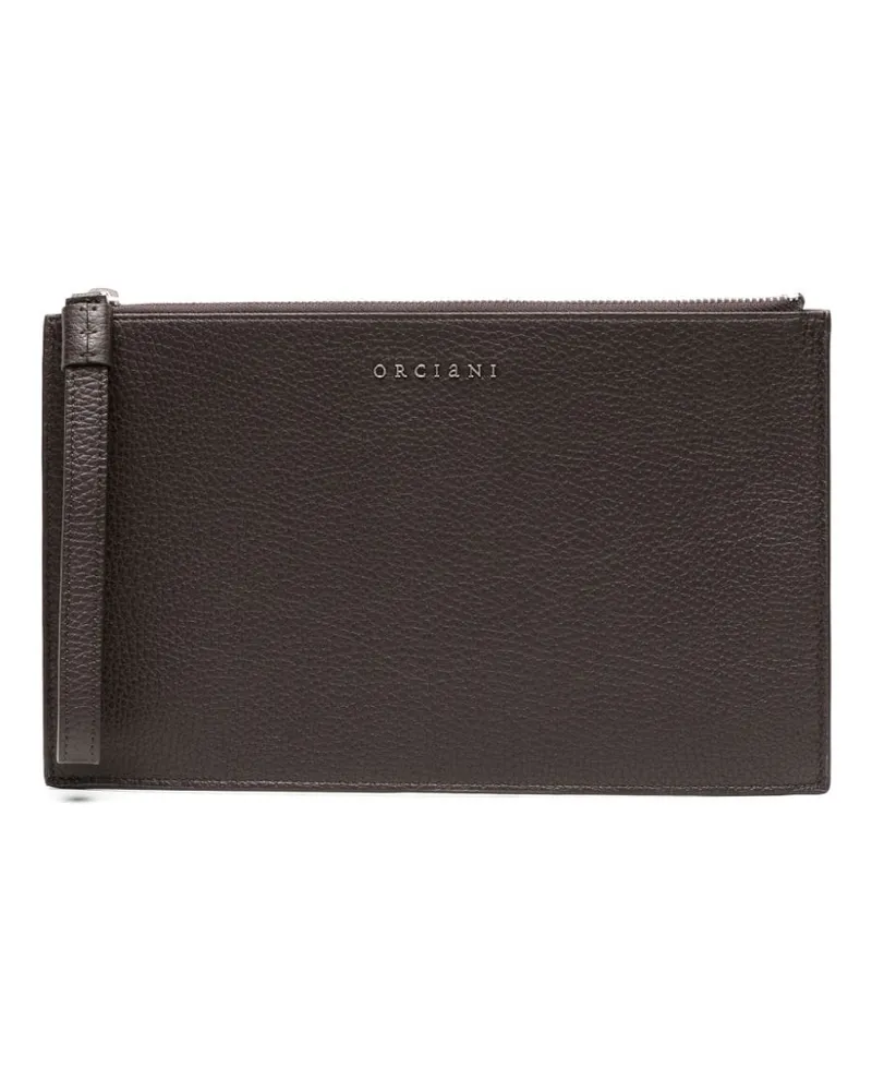 Orciani Clutch mit Logo - Braun Braun
