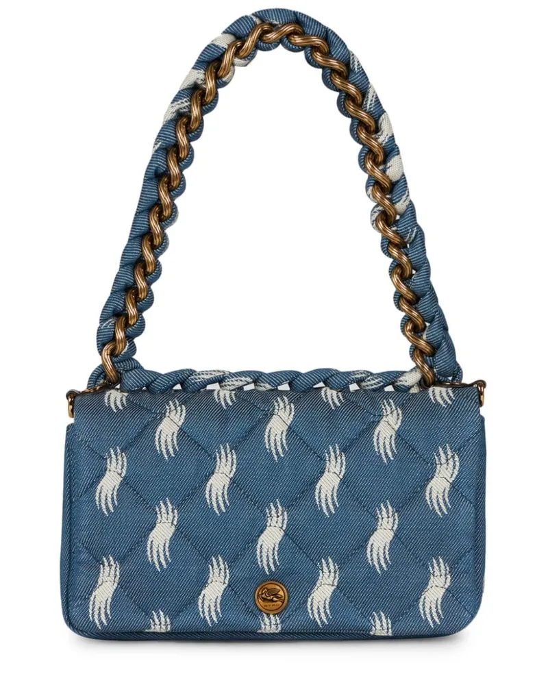 Etro Mittelgroße Bond Jeans-Schultertasche Blau