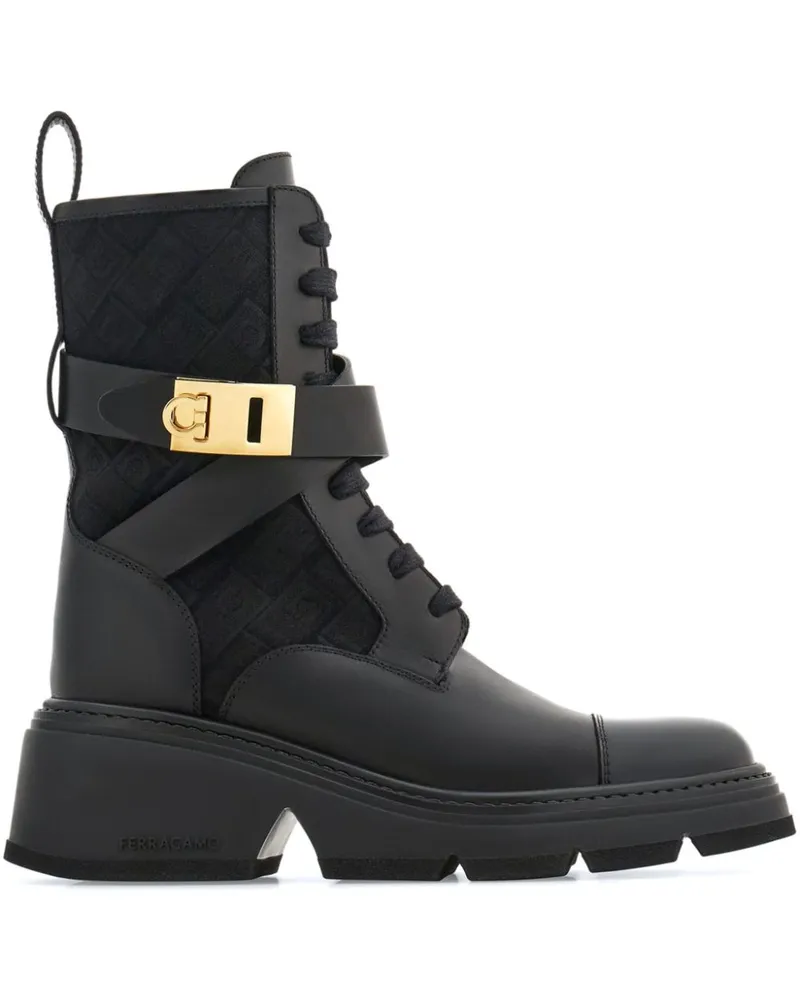 Ferragamo Monogram Bikerstiefel - Schwarz Schwarz