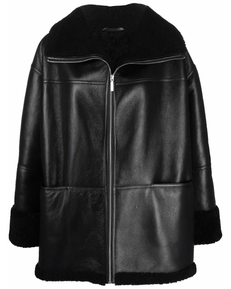 Totême Oversized-Jacke mit Shearling - Schwarz Schwarz