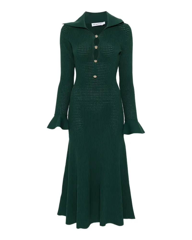 Self-Portrait Kleid mit Schlüssellochausschnitt - Grün Grün