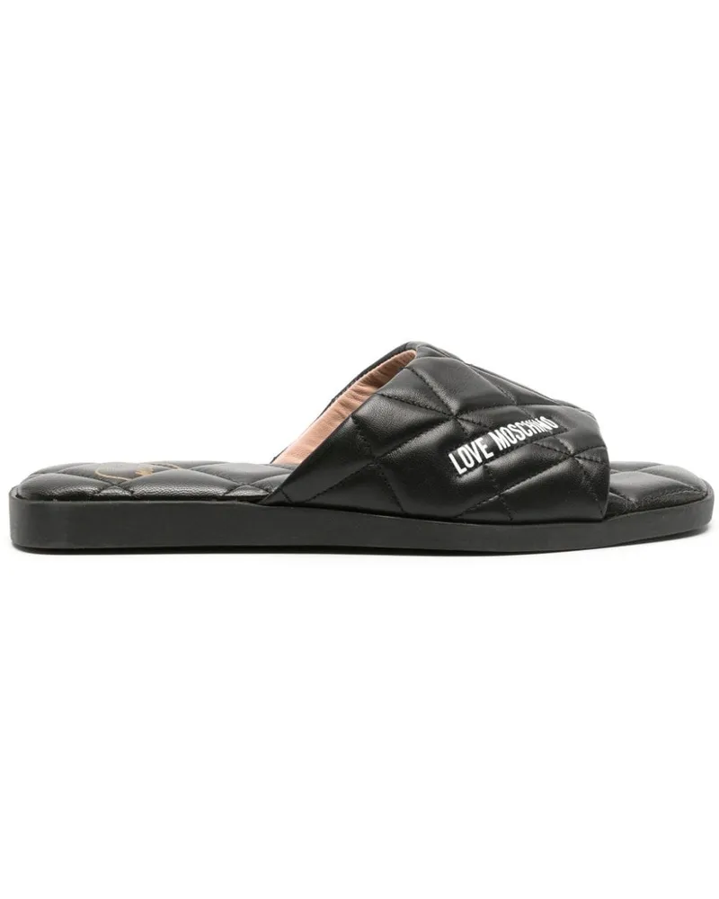 Moschino Pantoletten mit Logo - Schwarz Schwarz