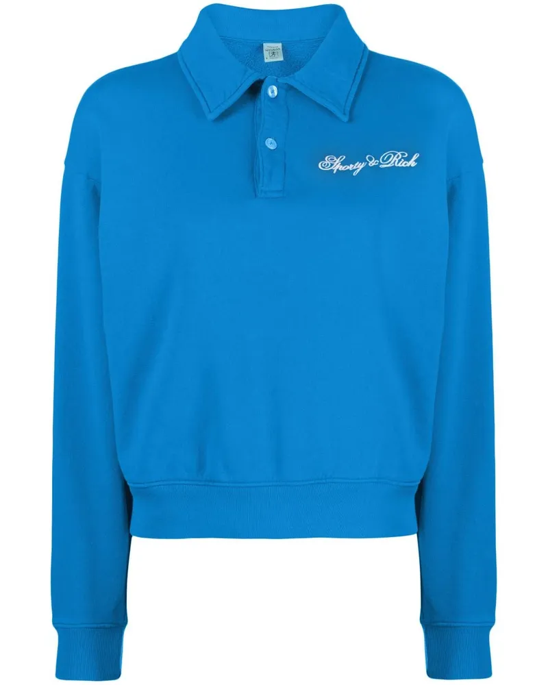 SPORTY & RICH Sweatshirt mit Polokragen - Blau Blau
