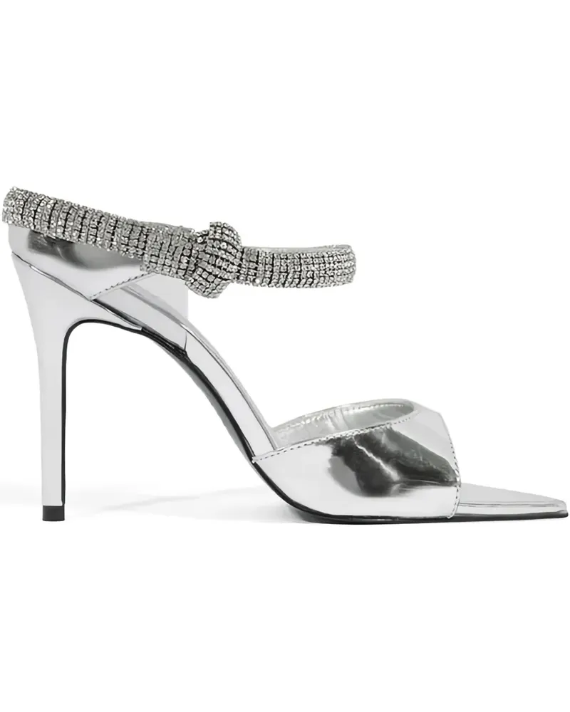 Schutz Sandalen im Metallic-Look mit Kristallen - Silber Silber