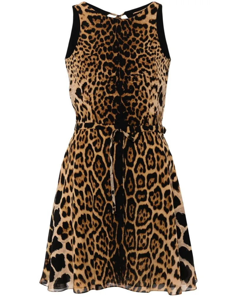 Saint Laurent Minikleid aus Seide mit Leoparden-Print - Braun Braun