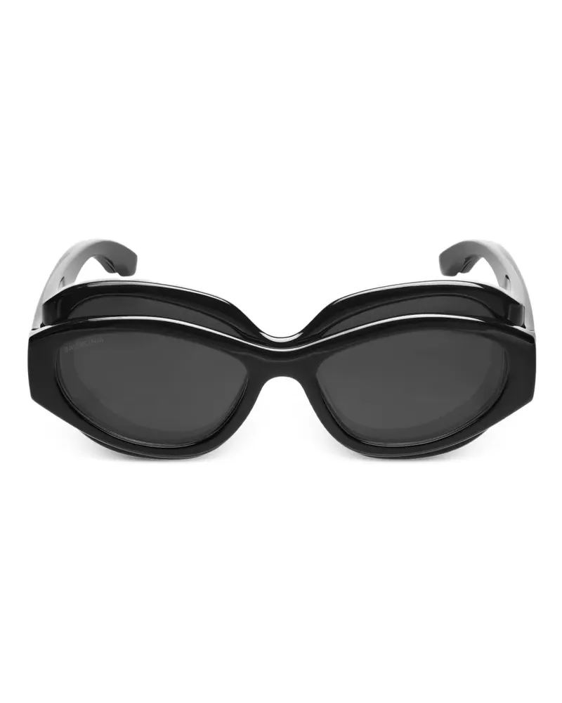 Balenciaga Superbusy Sonnenbrille mit rundem Gestell - Schwarz Schwarz
