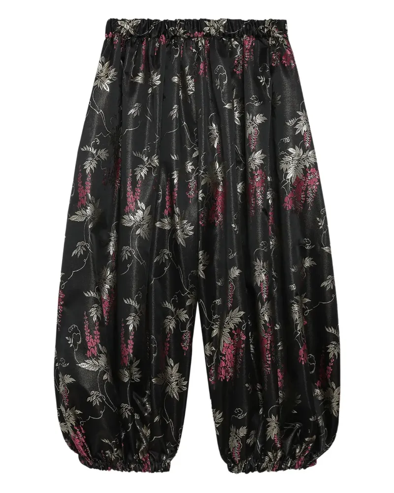 Comme des Garçons Hose mit Blumen-Print - Schwarz Schwarz