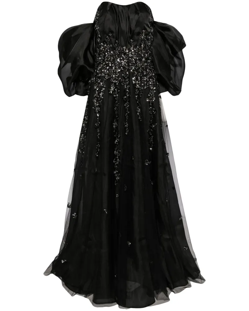 Saiid Kobeisy Organza-Abendkleid mit Perlenverzierung - Schwarz Schwarz