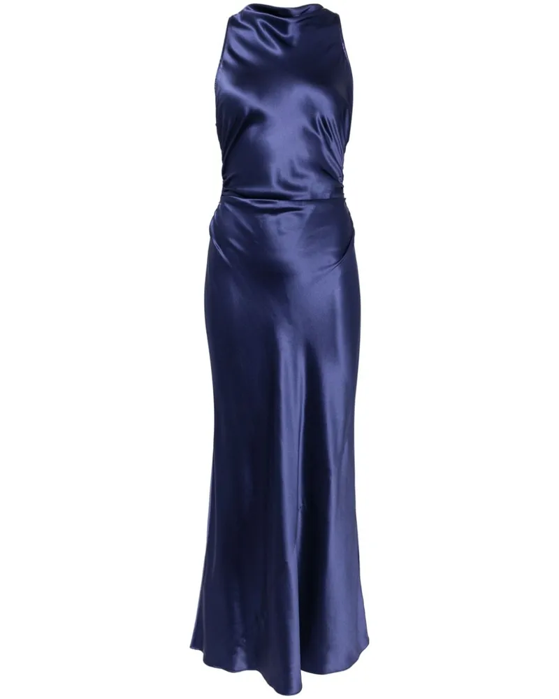 Reformation Drapiertes Casette Seidenkleid Blau