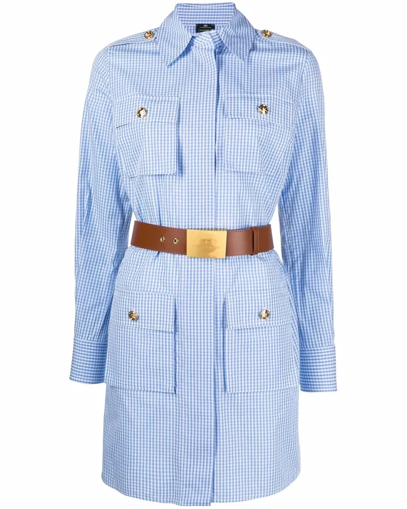 Elisabetta Franchi Hemdkleid mit Vichy-Karo - Weiß Weiß