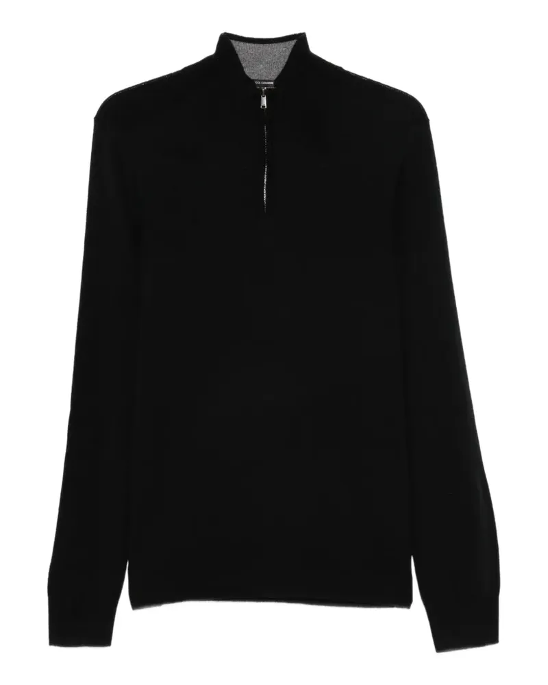HUGO BOSS quarter-zip knitted sweater - Schwarz Schwarz