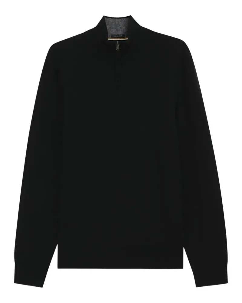 HUGO BOSS Pullover mit kurzem Reißverschluss - Schwarz Schwarz