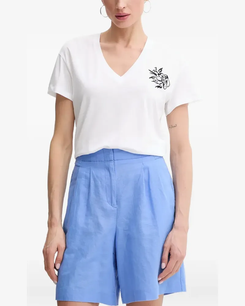 Karl Lagerfeld Besticktes T-Shirt mit V-Ausschnitt - Weiß Weiß