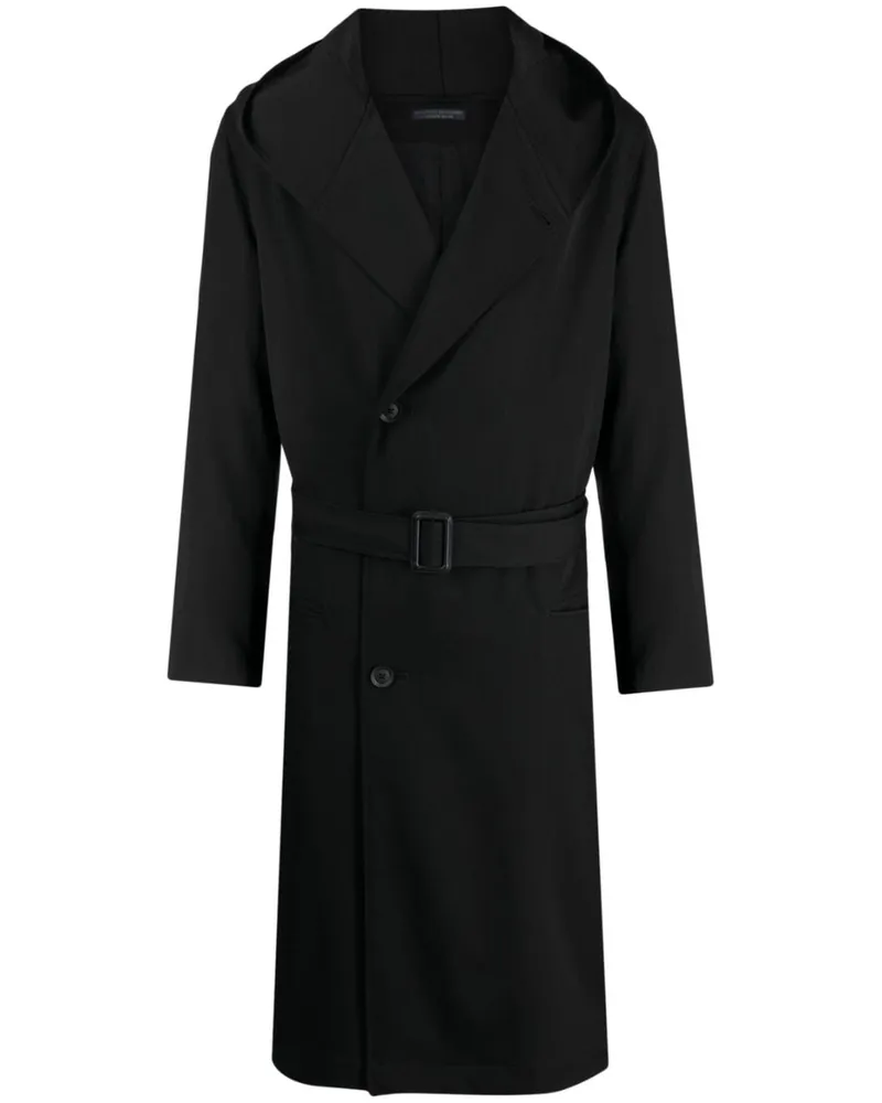 Yohji Yamamoto Trenchcoat mit Kapuze - Schwarz Schwarz