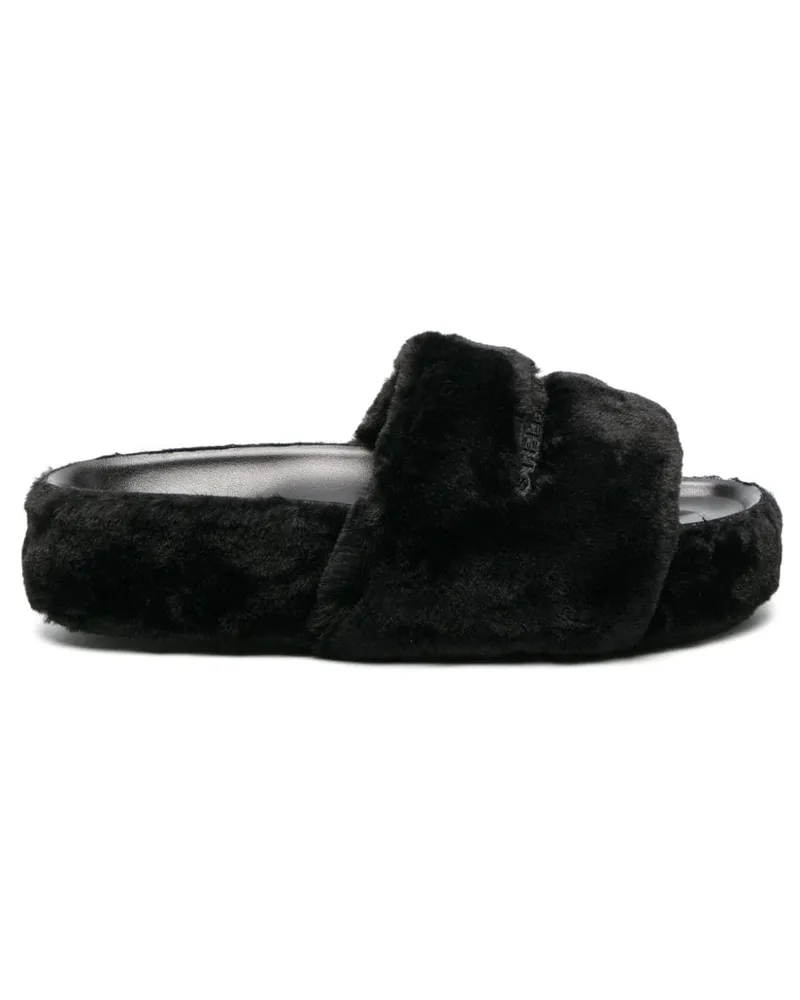 Stella McCartney Slipper aus Faux Fur - Schwarz Schwarz