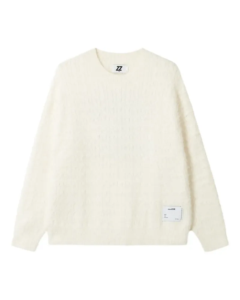 Izzue cable-knit logo-patch sweater - Weiß Weiß