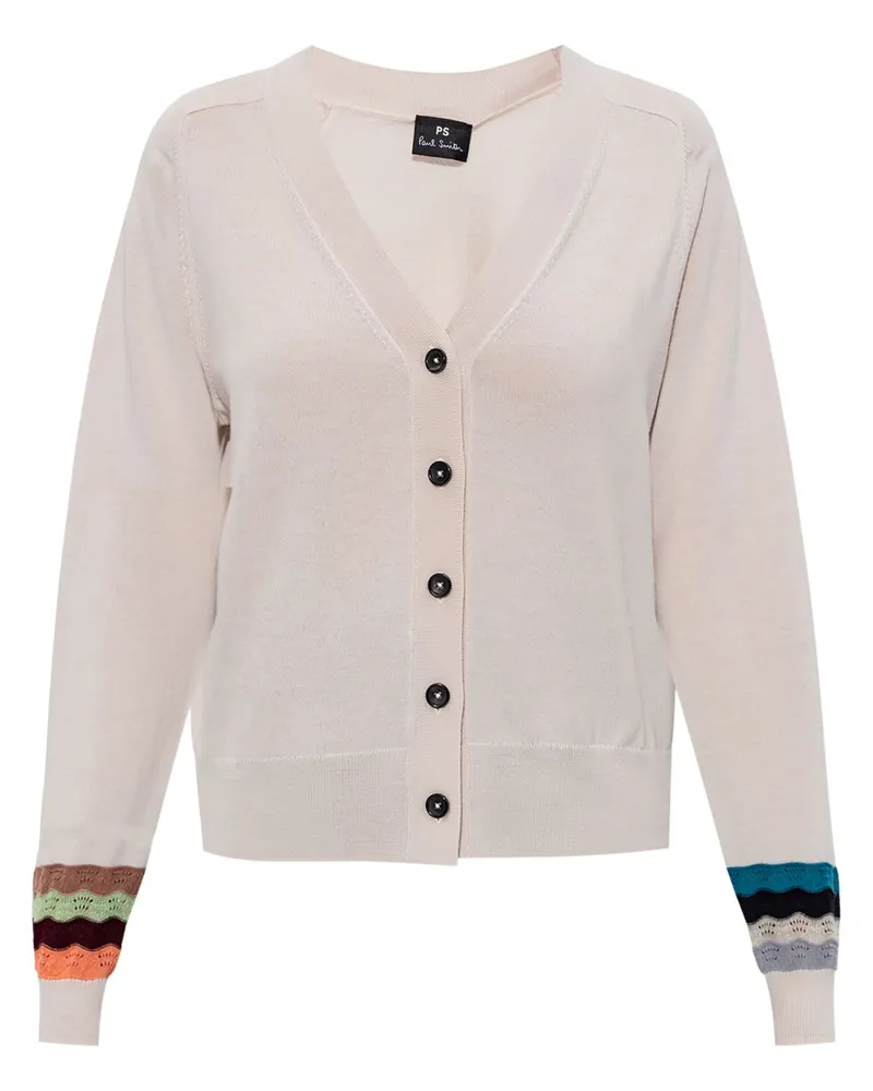 Paul Smith Cardigan mit gestreiften Bündchen - Nude Nude