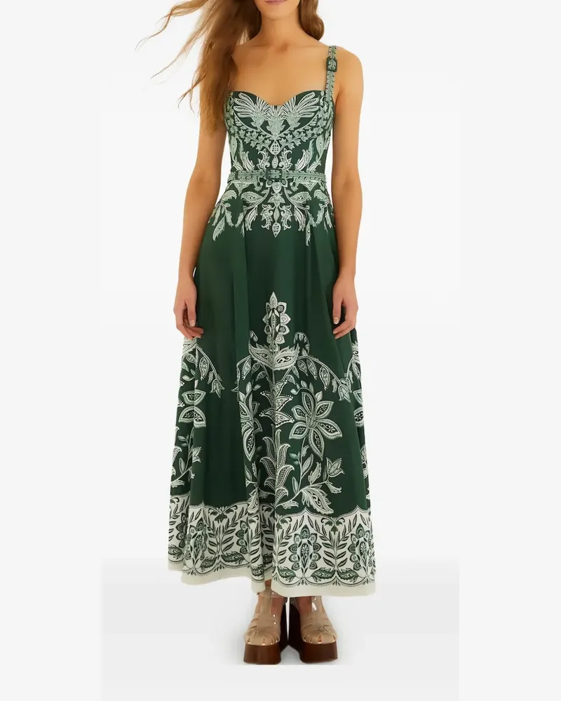 FARM Rio Miranda Buckles floral belted midi dress - Grün Grün