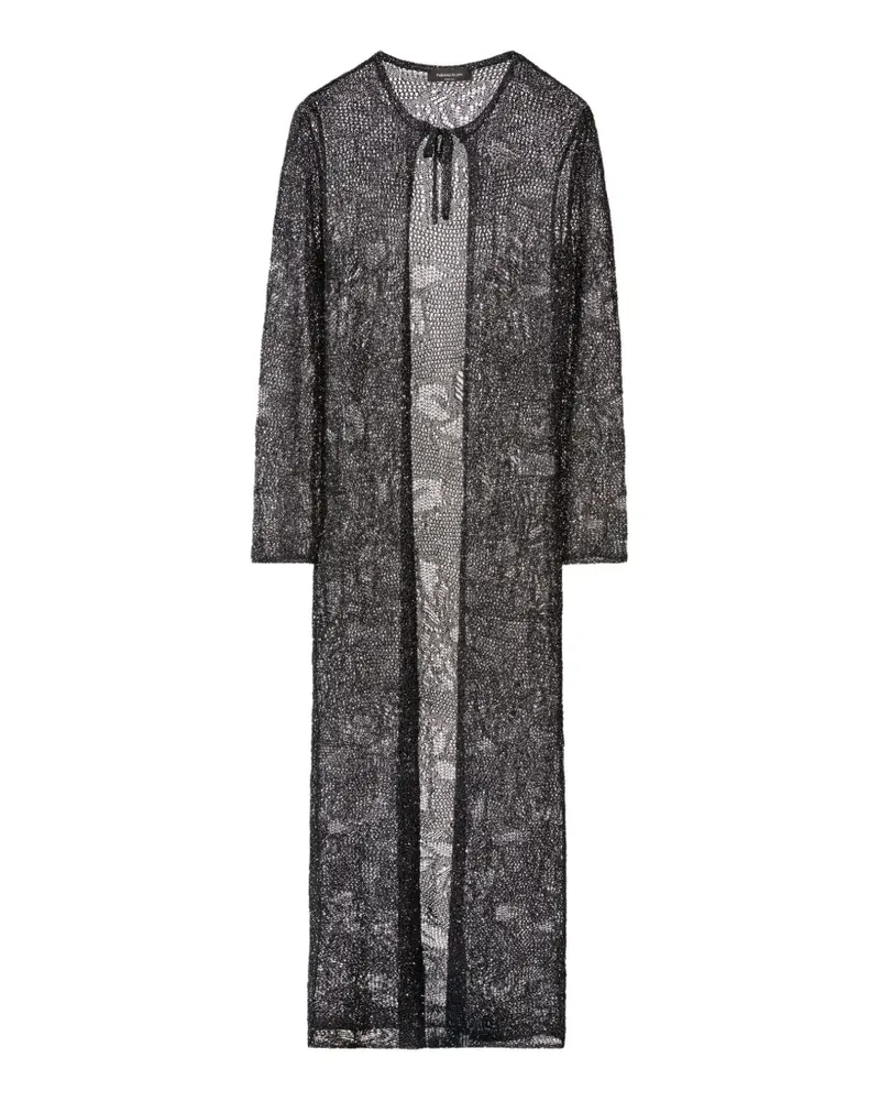 Fabiana Filippi tie-neck long-sleeve cardi-coat - Schwarz Schwarz