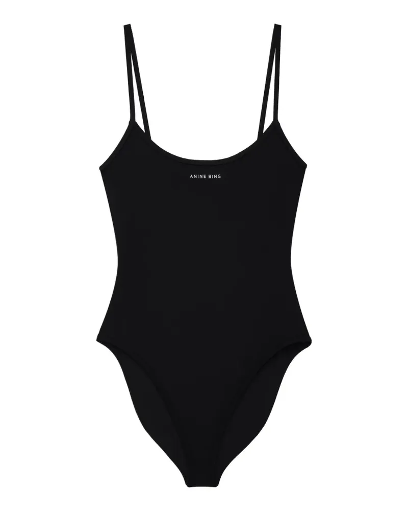 Anine Bing Barbara Body mit Logo-Print und U-Ausschnitt - Schwarz Schwarz