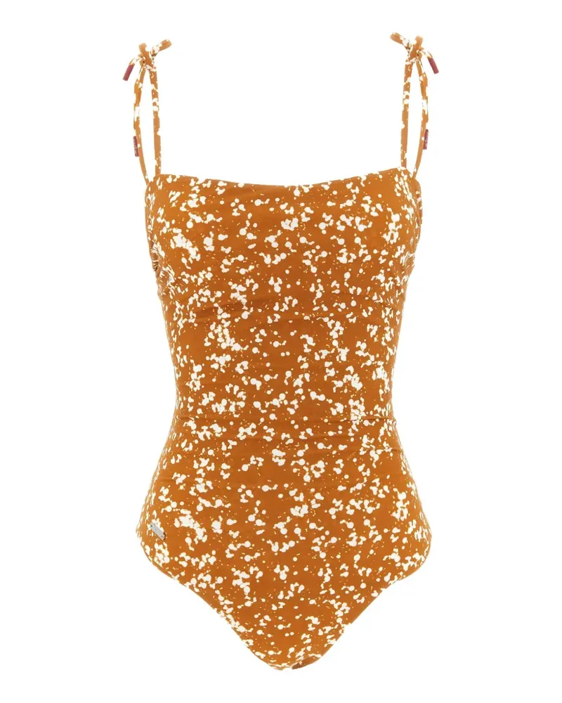 Kiton splatter-print tie-fastening swimsuit - Braun Braun
