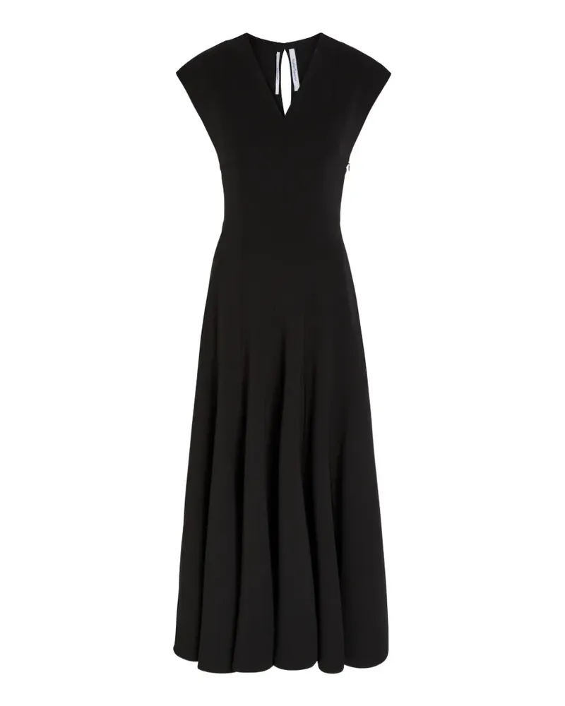 Another Tomorrow V-neck midi dress - Schwarz Schwarz