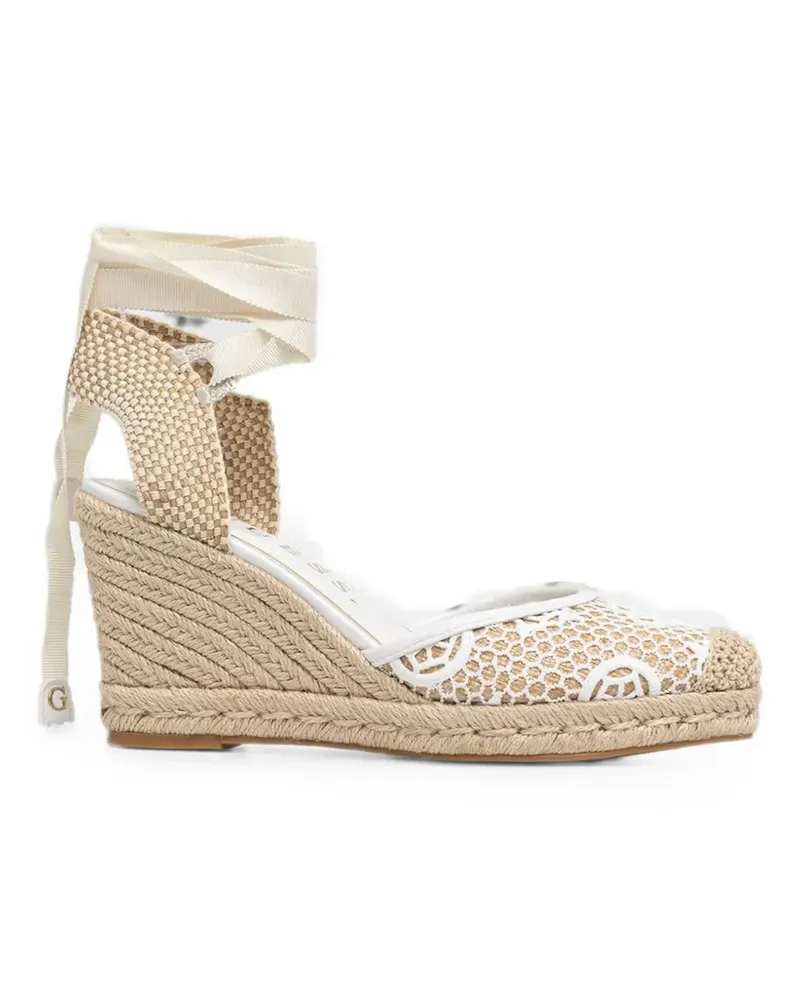 Guess Cheyin crochet-knit wedge espadrilles - Nude Nude