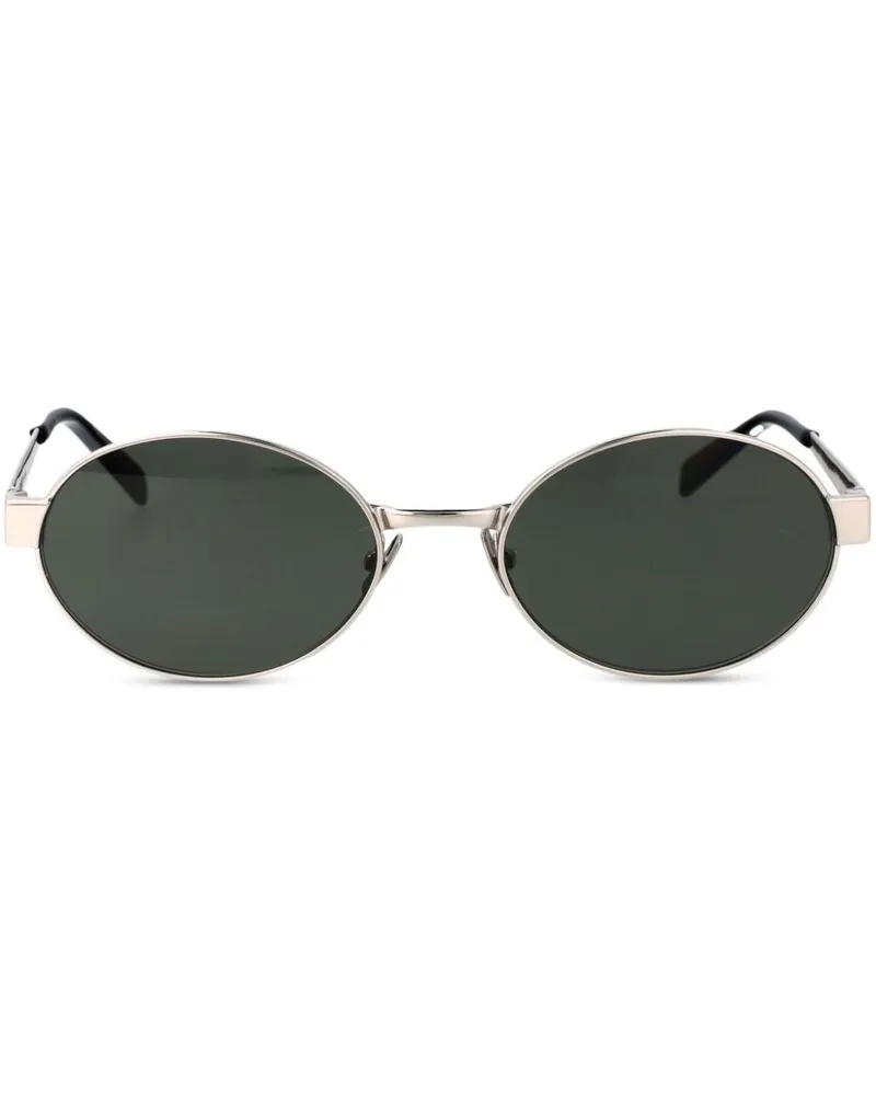 Saint Laurent Sonnenbrille mit ovalem Gestell - Silber Silber