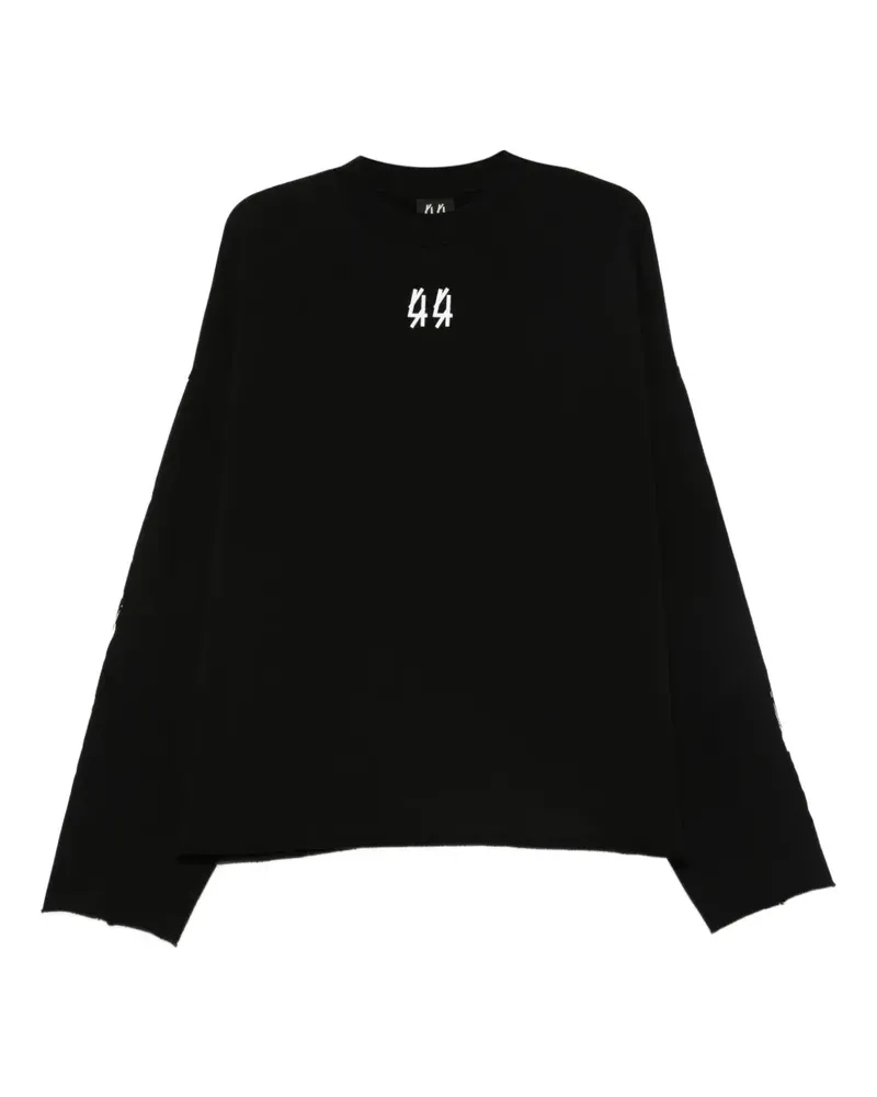 44 LABEL GROUP Ausgefranster Pullover mit Logo-Stickerei - Schwarz Schwarz