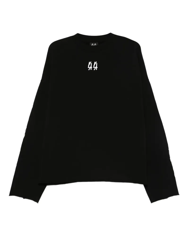 44 LABEL GROUP Ausgefranster Pullover mit Logo-Stickerei - Schwarz Schwarz