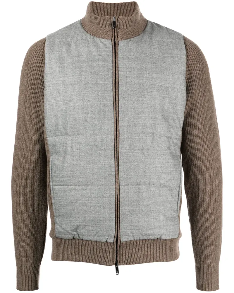Luciano Barbera Gerippte Strickjacke mit Einsätzen - Grau Grau