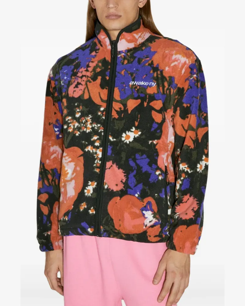 AWAKE NY Fleecejacke mit floralem Print - Orange Orange