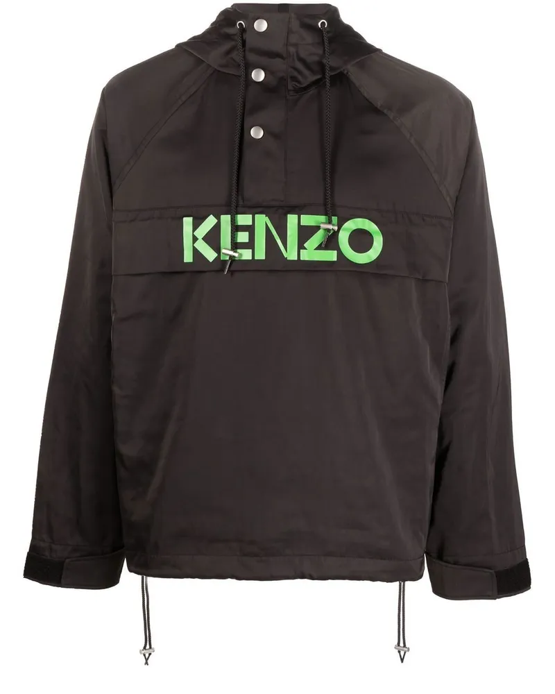 Kenzo Kapuzenjacke aus Satin - Schwarz Schwarz