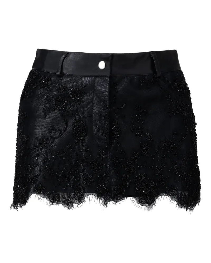 ALMAZ Night Out sequin-embellished lace-trim mini skirt - Schwarz Schwarz