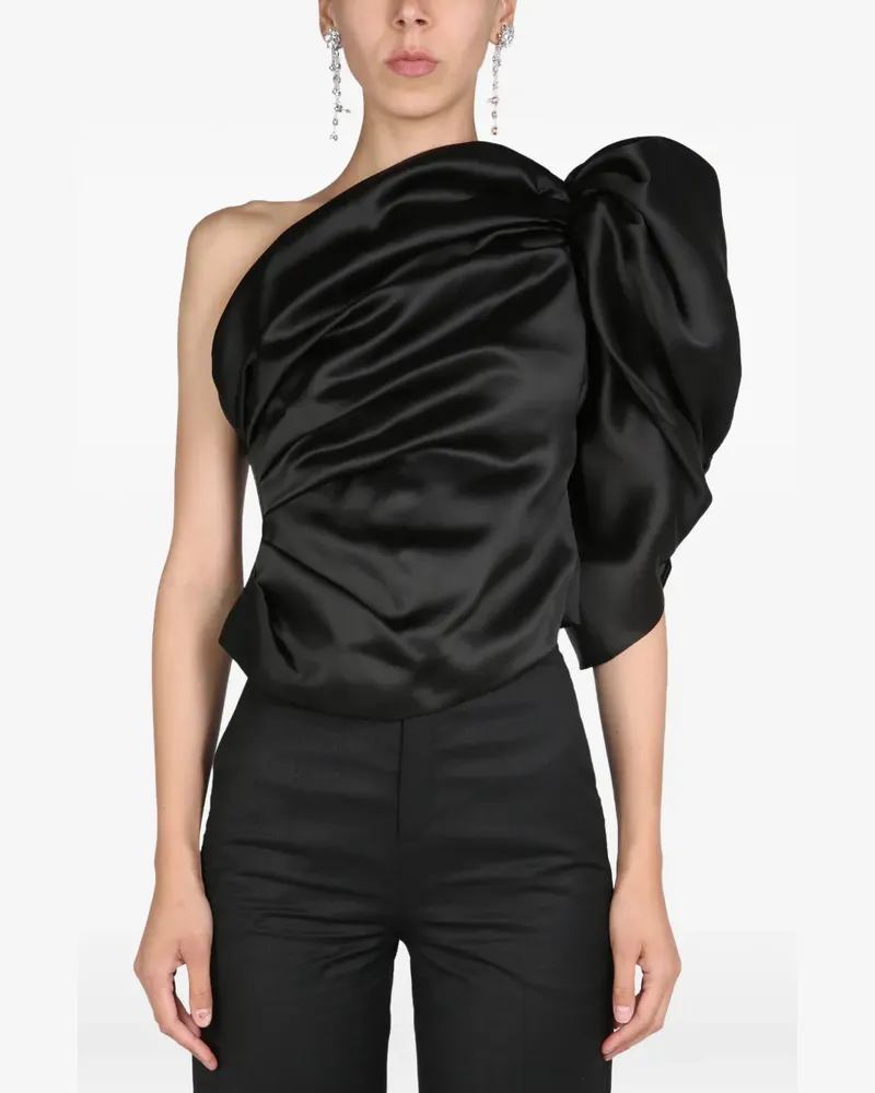 ANOUKI one-shoulder bow top - Schwarz Schwarz
