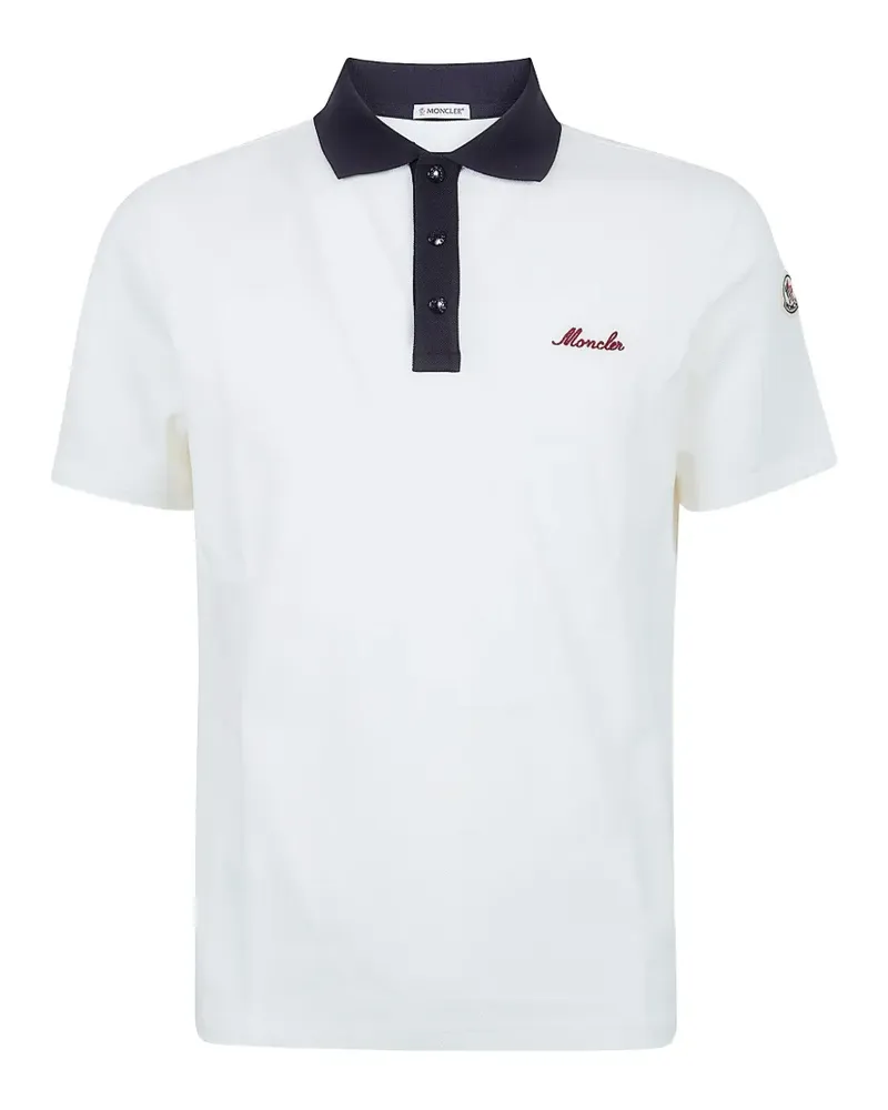 Moncler logo-embroidered piqué polo shirt - Weiß Weiß