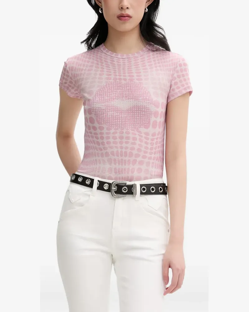 Miss Sixty polka-dot graphic-print T-shirt - Rosa Rosa