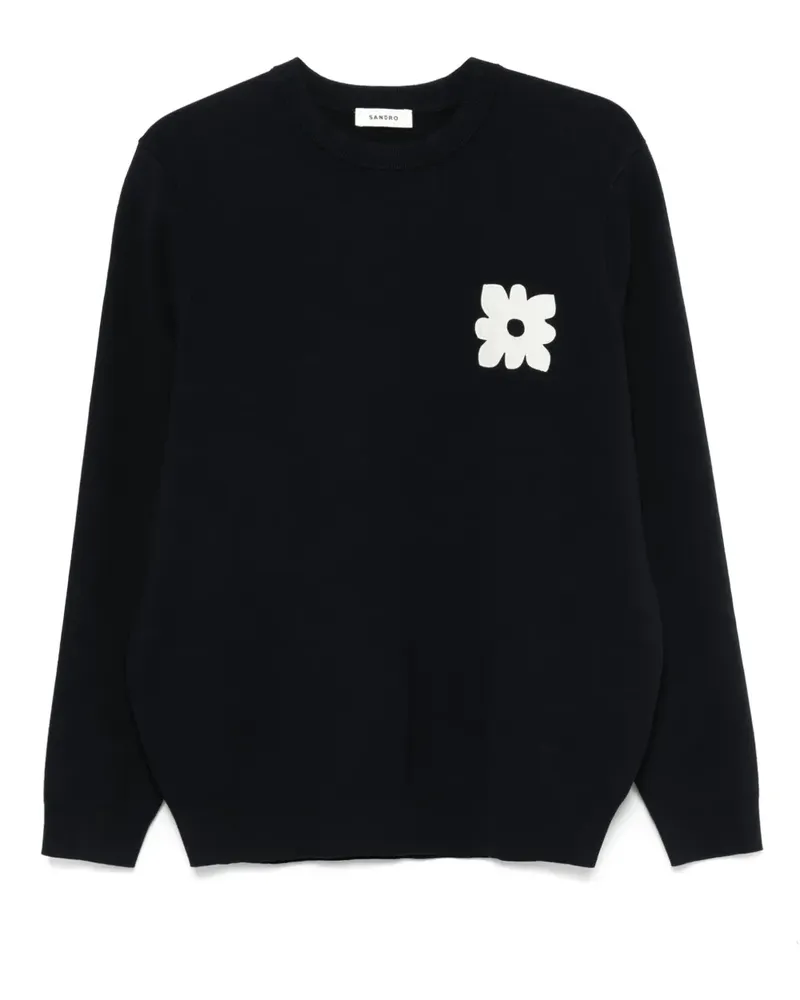 Sandro Sweatshirt mit Blumen-Patch - Blau Blau