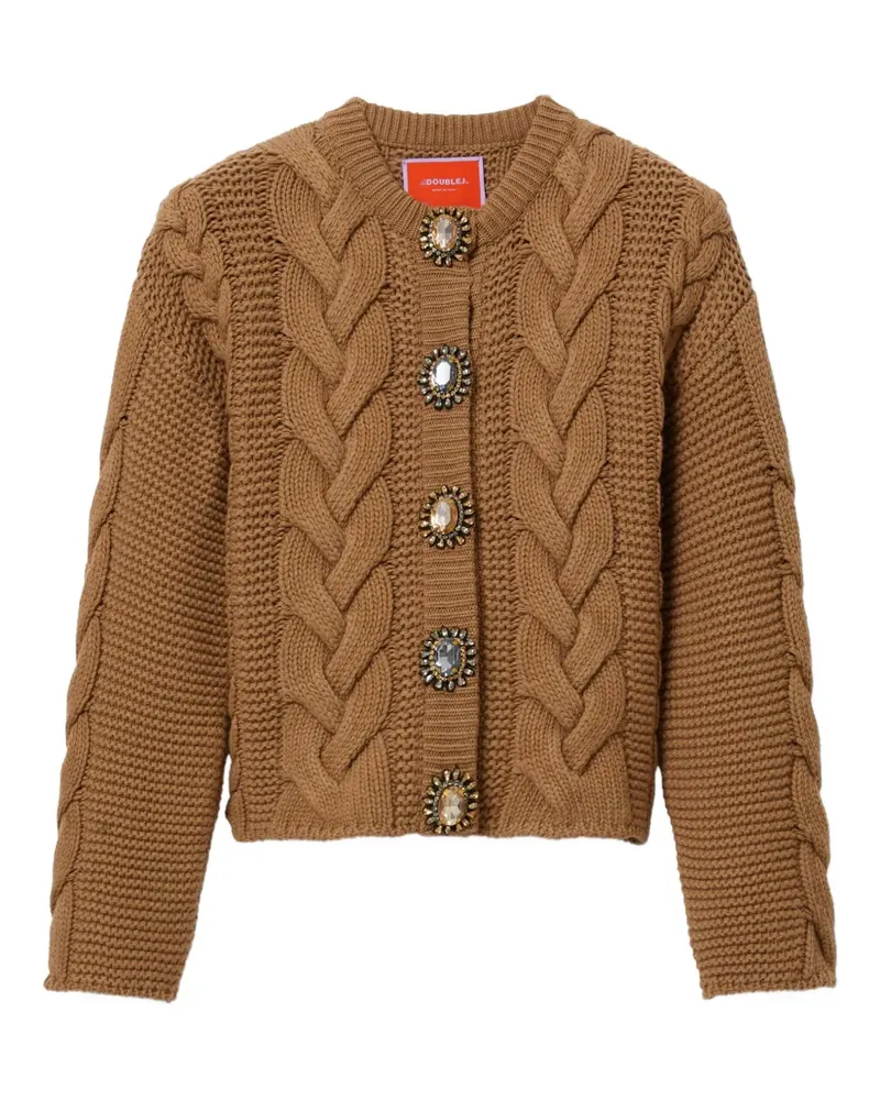 La DoubleJ Cardigan mit Zopfmuster - Braun Braun