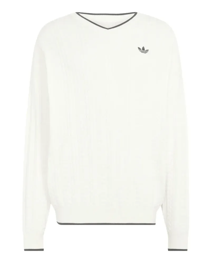 adidas cable-knit crew-neck sweatshirt - Nude Nude