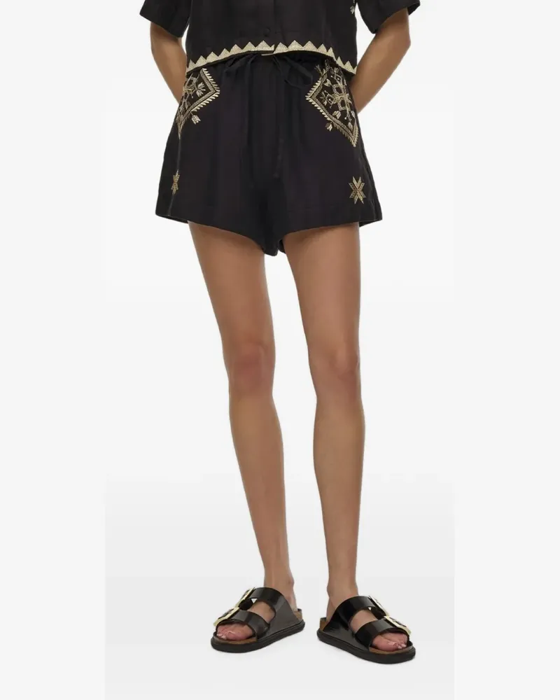 Greek Archaic Kori embroidered drawstring shorts - Schwarz Schwarz