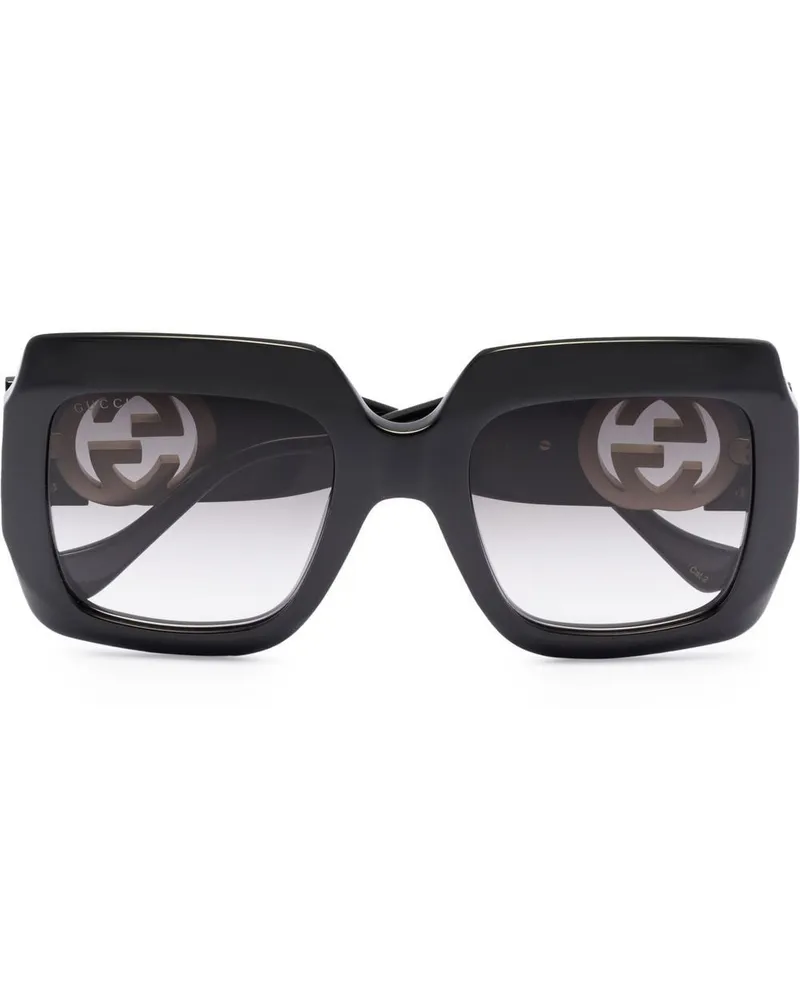 Gucci Eckige Oversized-Sonnenbrille - Schwarz Schwarz