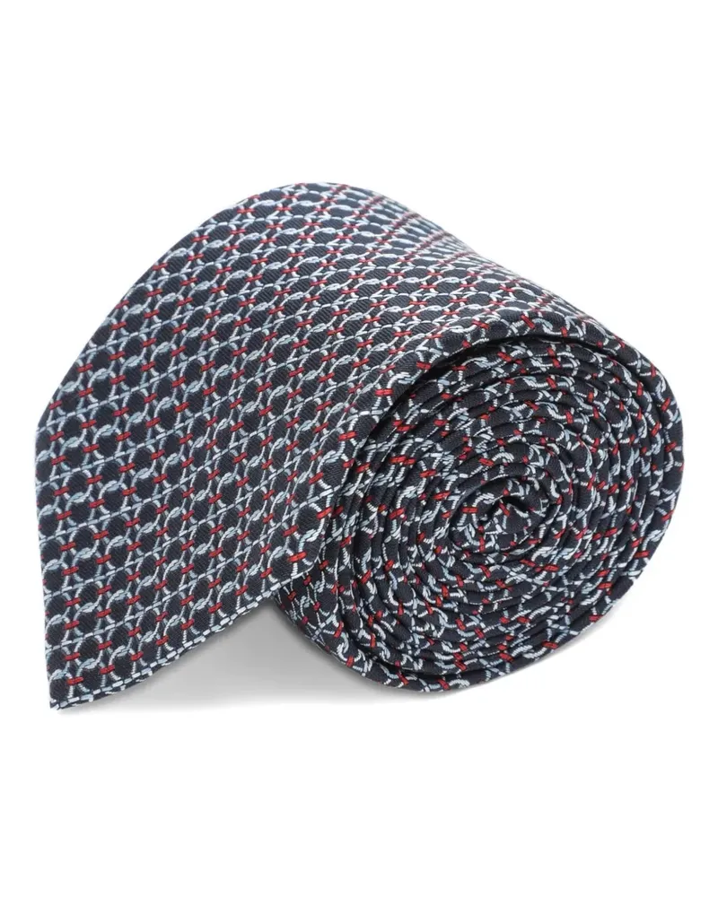 Ferragamo Seidenkrawatte mit Gancini-Jacquardmuster - Blau Blau